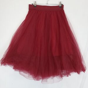 Rue21 Ballerina Tutu Skirt Tulle Lined Women S Burgundy Pull On Boho Casual